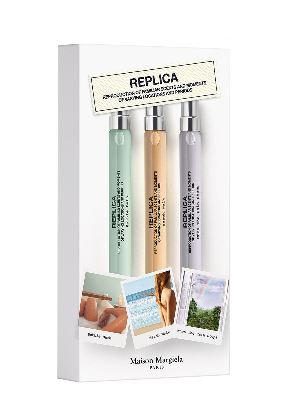 Maison Margiela ’REPLICA’ Travel Spray Set 3 x 10ml - Bubble Bath, Beach Walk, When the Rain Stops